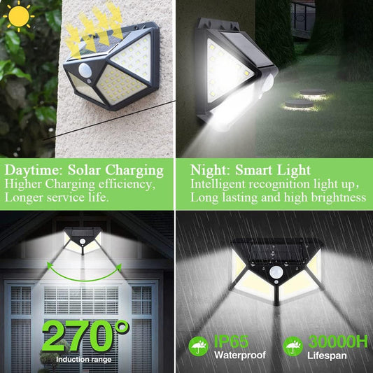 Led Solar Power Wall Light Motion Sensor Waterproof Outdoor Garden Lamp